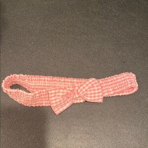 Vintage pink gingham headband with bow